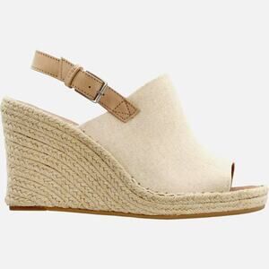 Toms Monica Slingback Platform Wedge Sandals Natural Canvas 9.5